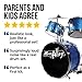Music Alley 3 Piece Kids Drum Set with Drum Sticks & Drum Throne Seat