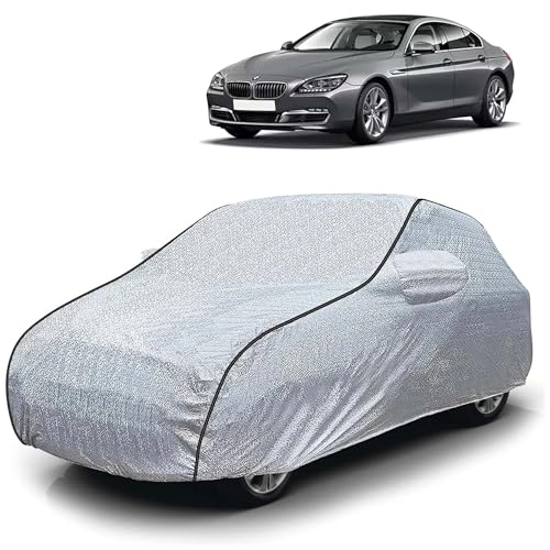 Image of Sulfar 100% Waterproof Car Body Cover Compatible with Mirror for BMW 640D (Triple Stitched, Full Bottom Elastic, Magic Silver with Black Piping)