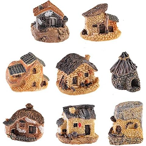 8 Pack Miniature Fairy Garden Stone House Cover