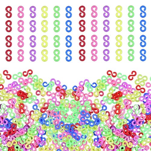 300Pcs Loom Bands S Clips Colourful Plastic Band Clips Connectors Refills Bracelet Kit Hooks for Craft Making DIY Bracelet Connector Weaving Necklace Jewelry Accessories
