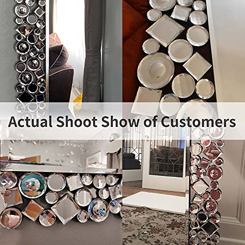 Muausu Rectangle Wall Mirror -23.6""*35.4"" Crystal Accent Mosaic Frame Decorative Wall Mirrors For Living Room, Bedroom, Entryway #TOP3