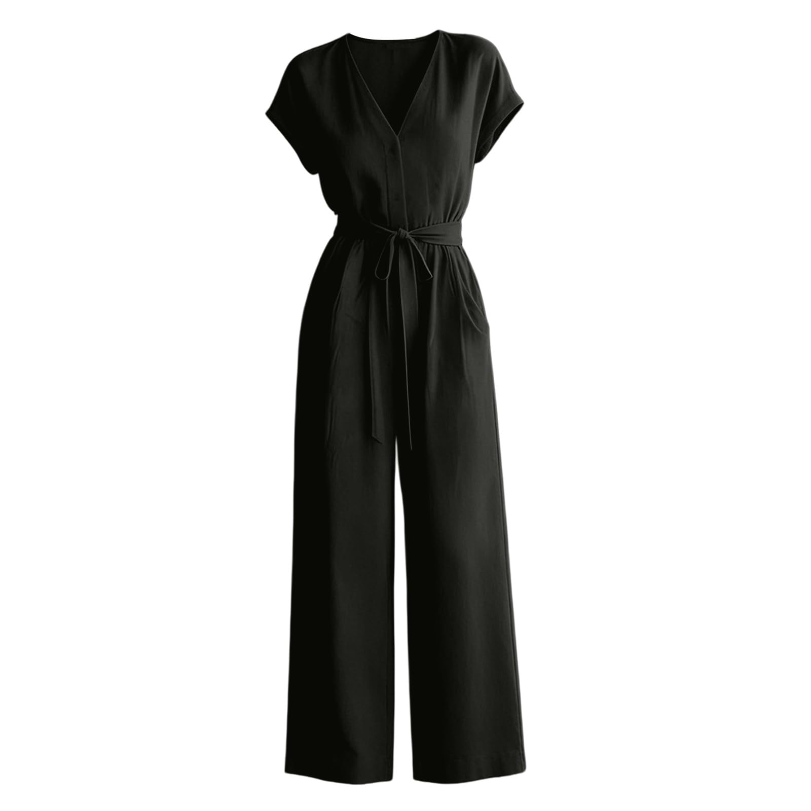 Tuta da donna elegante per matrimonio, scollo a V, maniche corte