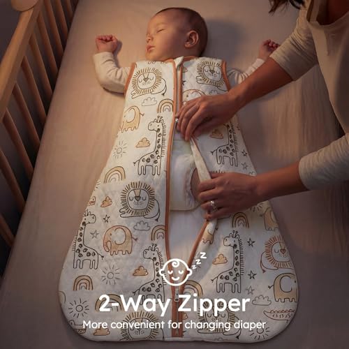 Image of Yoofoss Baby Sleep Sack 0-6 Months 1.0 Tog Sleep Sack Organic Cotton Wearable Blanket for Newborns 2-Way Zipper Quilted Sleeping Sacks(Small)