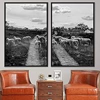 2 Piece Framed Canvas Wall Art Animals Canvas Prints Home Artwork Decoration for Living Room,Bedroom - 16
