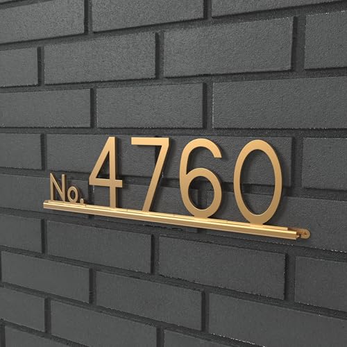 Support de numéro de maison en or satiné Franklin Brass Derby | Rail mural extérieur moderne
