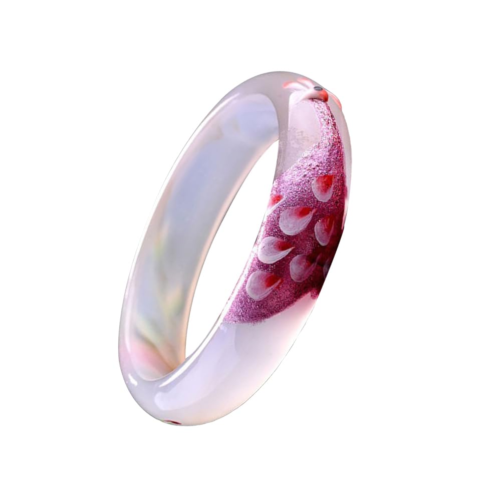 Bangle de Jade para Mujeres Buena Suerte Brazalete de Brazalete Jade Bangle Fashion Vintage Pulsera de Piedra Navidad (Bangle13, 58-59 mm)