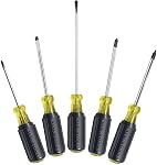 Klein Tools 85445 Ensemble tournevis, à fentes, conducteurs à pointe carrée et Phillips, poignée de coussin antidérapante, 5-Piece