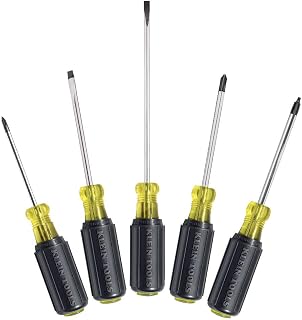 85445 Screwdriver Set, Made in USA, Slotted, Phillips and Square Tip Drivers, Non-Slip Cushion Grip, 5-Piece
