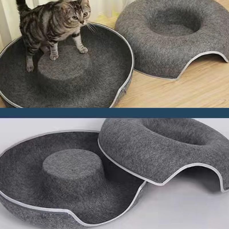 Tunnel en forme de donut amovible pour chat d'intérieur fatigué de s'ennuyer - 7