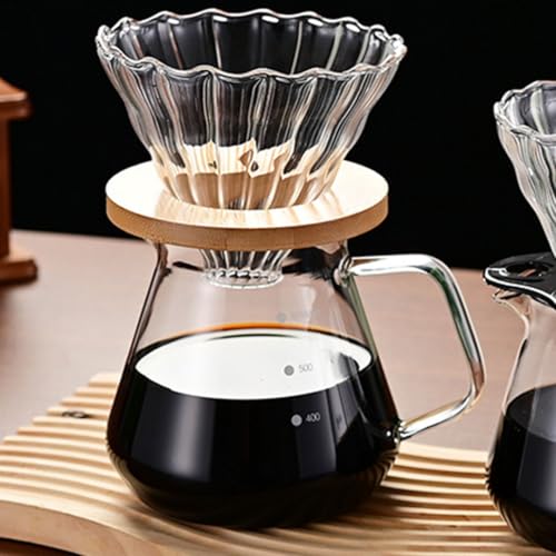 MIBRU Coffee server jug 600ML V60 coffee set Clear Heat Resistant Glass Range Coffee Server Pour Over Coffee Tea Server Pot Carafe Hand Drip Coffee Jug Decanter Transparent Kettle Coffee Maker Teapot