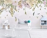 ZZXIAO Tapisserie murale panoramique 3D moderne papier peint non tissé petites feuilles fraîches plumes flo Papier Peint 3D Salle de séjour Chambre à coucher Salle de séjour Mural enfant-150cm×105cm