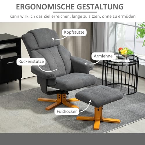 HOMCOM Relaxsessel mit Liegefunktion, Liegesessel mit Hocker, Fernsehsessel bis 150 kg belastbar, für Wohnzimmer, Schlafzimmer, 79 x 80 x 104cm, Dunkelgrau – Bild 6