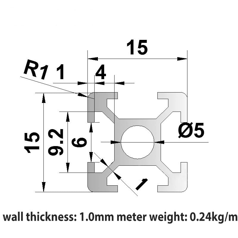 GTPBAO Profilo in alluminio 1515 anodizzato argento estruso binario standard europeo 15x15mm telaio quadrato for scaffali fai da te Binario estruso(800mm 31.5" long)