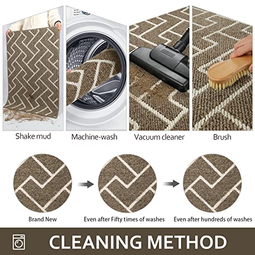 Paillasson intérieur extérieur 60x90 lavable tapis entrée beige - 6
