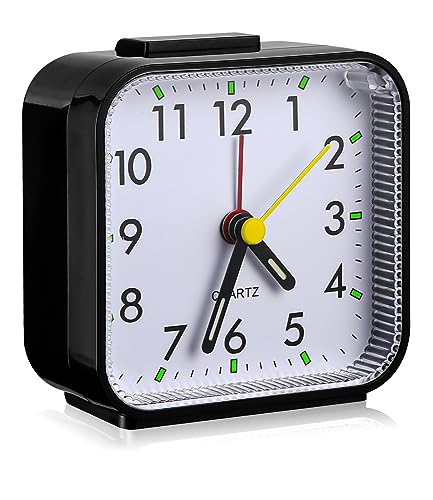 Birshe Analoger Wecker Leise Ohne Ticken Lauter Alarm Geräuschlos Tragbarer Wecker Mini Wecker...