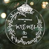 Wedding Bridal Shower Gift, 2023 Our First Christmas Married Ornament, 1st Year Wedding Gifts for Co