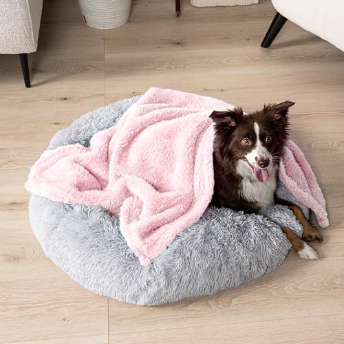 Image of PetAmi Dog Blanket for Small Dogs Pink, Fluffy Soft Puppy Blanket, Sherpa Fleece Cat Blanket for Kitten Doggie, Calming Pet Blanket Throw for Couch Sofa Bed Washable, Small 24x32