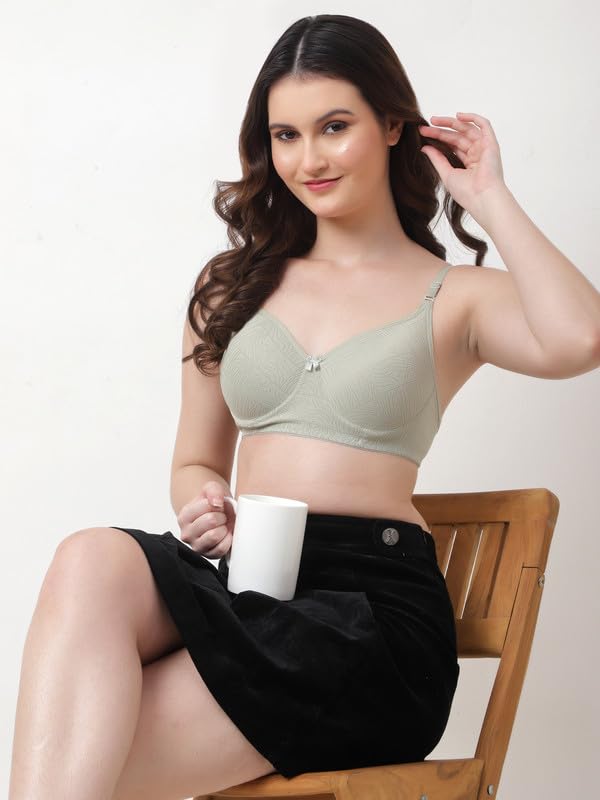 Image of Women's Cotton Full Coverage Lightly Padded Wirefree T-Shirt Bra Combo Pack of 3