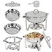 Super Deal Pack of 4 Full Size Round Chafing Dish 5 Quart Stainless Steel Dinner Serving Buffer Warmer Set Tray Buffet Catering