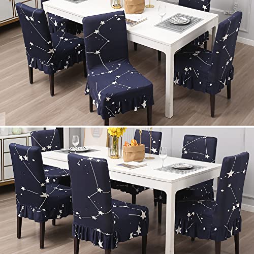 Image of HOKIPO Stretchable Dining Chair Frill Cover Set of 1 Washable Slip Covers (AR-4074-D10), Polyester Blend