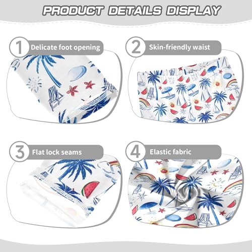 Girls' Athletic Leggings Ankle Length Yoga Dance Pants Kids Teen 4T Blue Palm Tree3