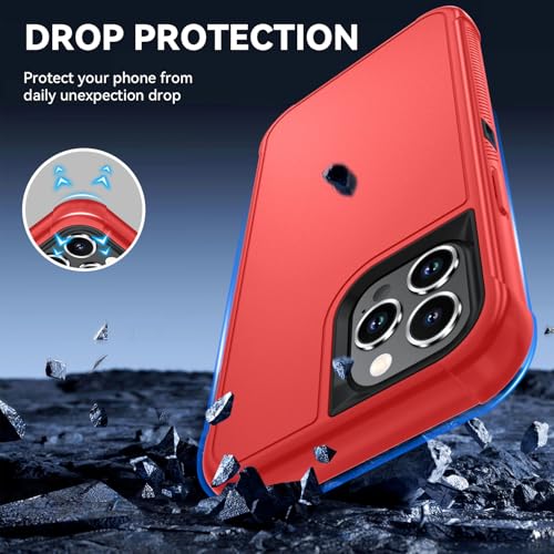 Image of SunStory Compatible with iPhone 12 Pro Max Case with HD Screen Protector, 3-Layer Heavy Duty Full-Body Cover,3 in 1 Hybrid Protective Case for iPhone 12 Pro Max 6.7 inch, Red