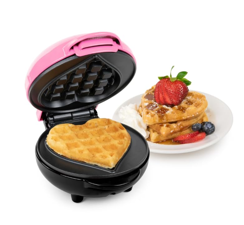 My~Mini Heart Waffle Maker – Compact Nonstick Mini Waffle Iron for Heart-Shaped Waffles, Cookies, Paninis, Hash Browns & More – Portable Kitchen Appliance