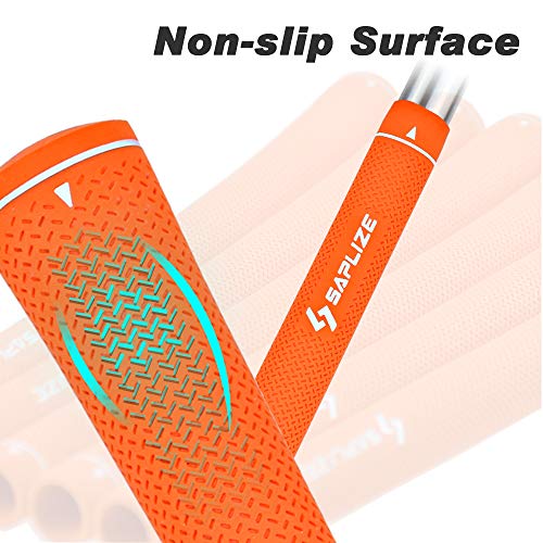 Saplize Golf Grips 13 Pack Standard Size Including Free 15 Tapes, Rubber Golf Club Grips, Orange #TOP4