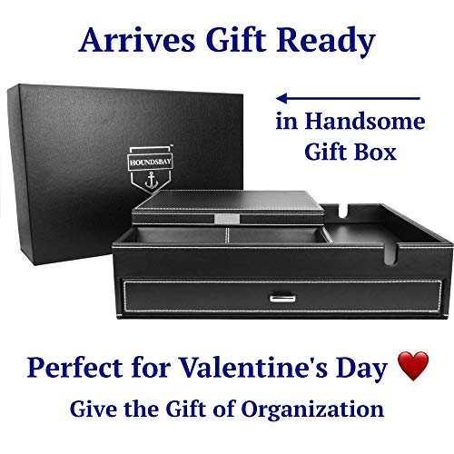 HOUNDSBAY Admiral Dresser Valet Box & Mens Jewelry Box Organizer with Large Smartphone Charging Station (Grey) - Image 5