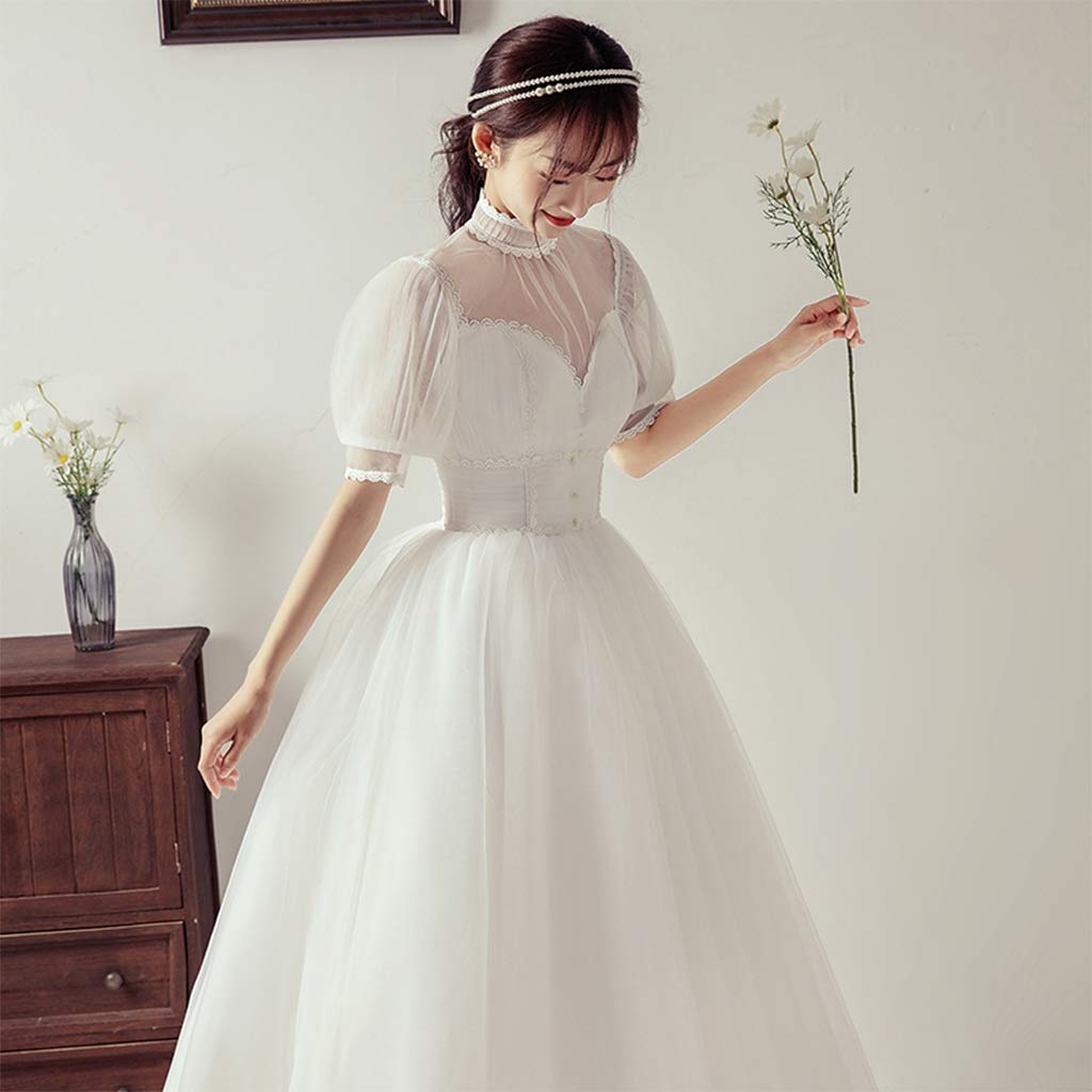 Vestido de novia para mujer , vestido de novia formal, vestido largo de novia, elegante falda de cóctel, vestidos de novia de maternidad, bonito vestido (color: blanco, talla: pequeña) (blanco XXL)