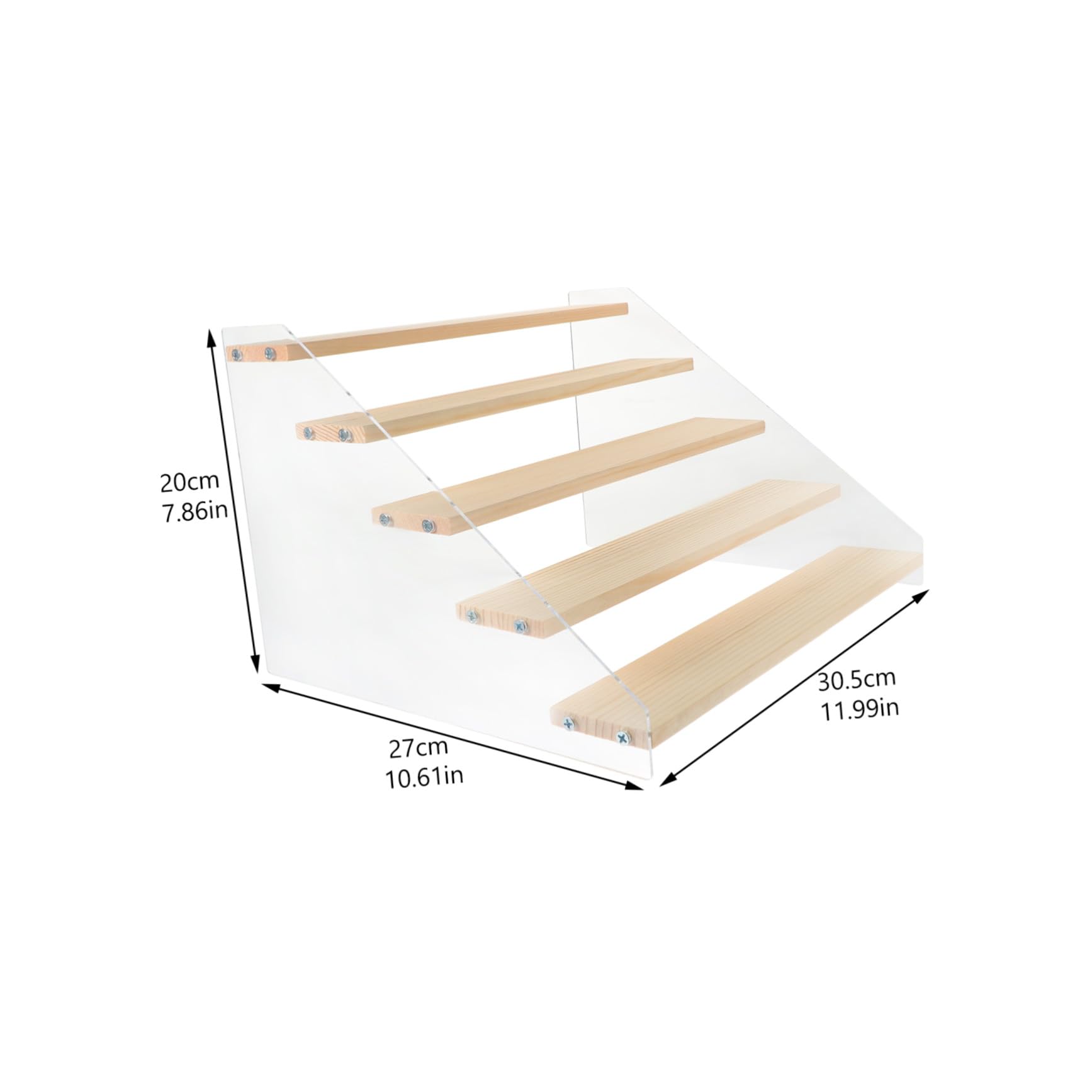 Présentoir de Collection en Bois à Cinq Niveaux, 30cm, pour Bureau