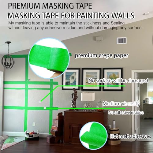 Image of Green Painter Tape,6Inchx60yards,Masking Tape,Green Painting Tape for Wall | for Wall Painting,DIY Crafts Arts,Painter's,Decoration Labeling,No Residue, Easy Removal