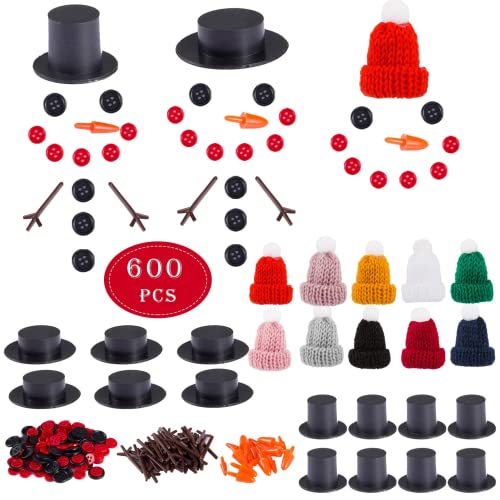 Cosweet 600 Pcs Snowman Crafts Buttons Kit for Kids- Build a Snowman Kit for Party Favors Winter Activities DIY Crafts Sewing Christmas Stocking Stuffers Gift 3 Years + Kids