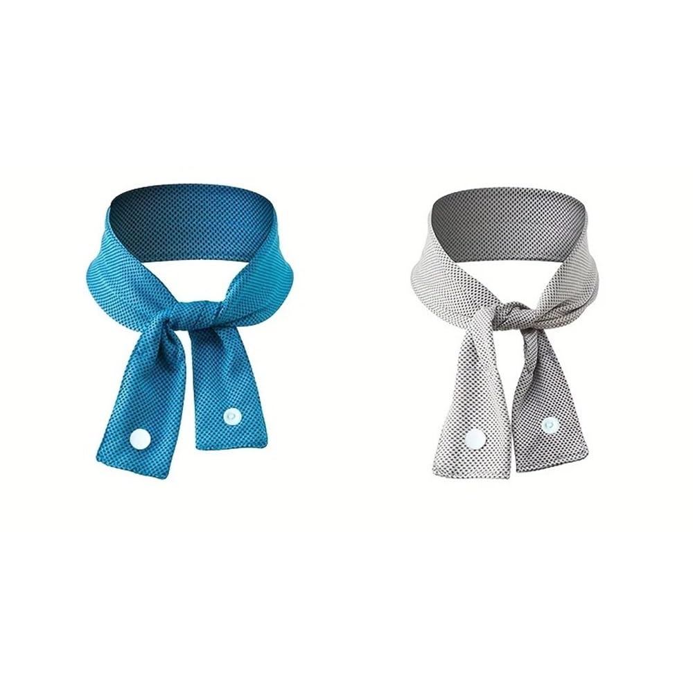 PawUniscript 2Pcs Cooling Ice Towel Neck Gaiter - Sweat-Wicking Headscarf for Summer Outdoor Activities(Gray+Blue)
