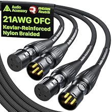 [Noiseless Design] This 3m professional microphone cable features a five-layer shielding structure with 95% OFC braided coverage. It eliminates hum, static and electromagnetic interference, delivering crystal-clear audio by blocking unwanted noise fr...
