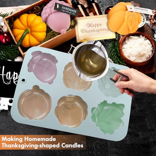 Image of 2PCS Thick Thanksgiving Molds, 6-Cavity Turkey, Pumpkin, Acorn Designs