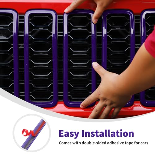 Image of Linskip for 2024-2025 Jeep Wrangler JL 4XE & Gladiator JT Grille Inserts, Meshless Grille Bezel Covers for Jeep Wrangler Sport Rubicon Sahara Willys Mojave Rubicon,Exterior Accessories(Purple)