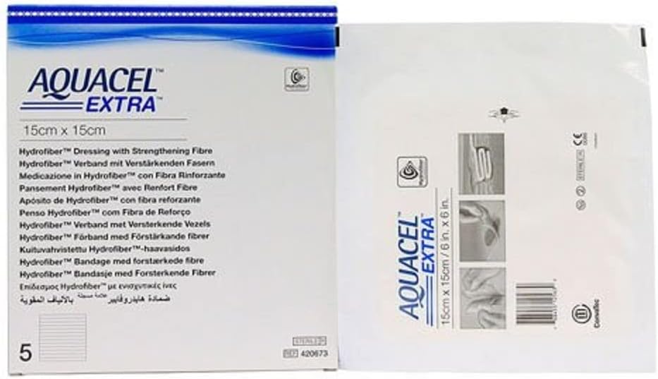 Aquacel Extra Hydrofiber Wound Dressing 15cm x 15cm 5/bx 420673