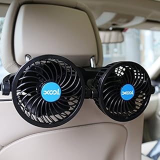 XOOL Car Fan, Electric Car Fans for Rear Seat Passenger Portable Car Seat Fan Headrest 360 Degree Rotatable Backseat Car Fan 12V Cooling Air Fan with Stepless Speed Regulation for SUV, RV, Vehicles
