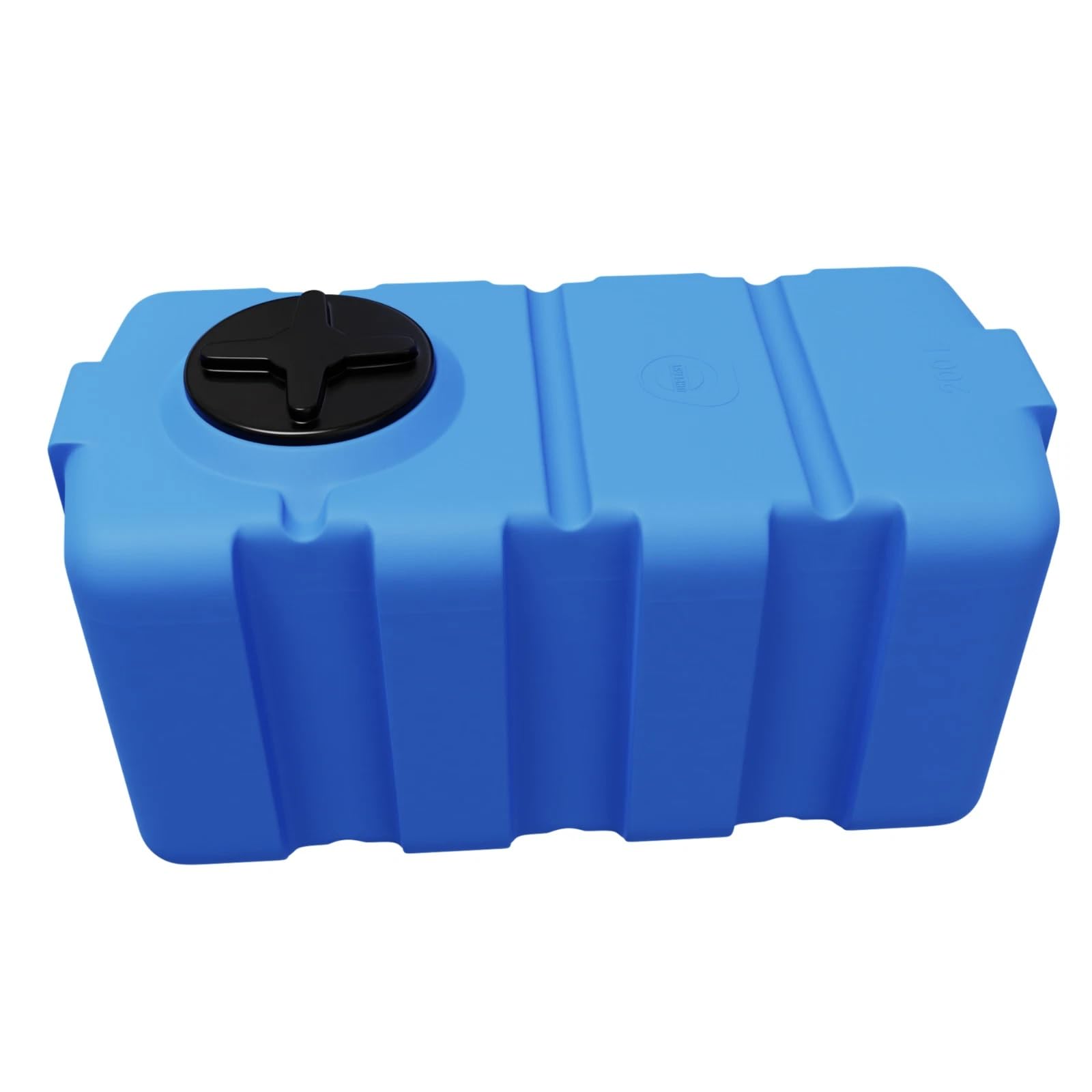 KMND Wassertank 200 Liter - PE-HD Wasserbehälter - lebensmittelecht PZH-Zertifiziert Regentonne Fass Tonne - Extrem Robust eckig für Camping Garten Landwirtschaft Notversorgung Vorrat - Blau