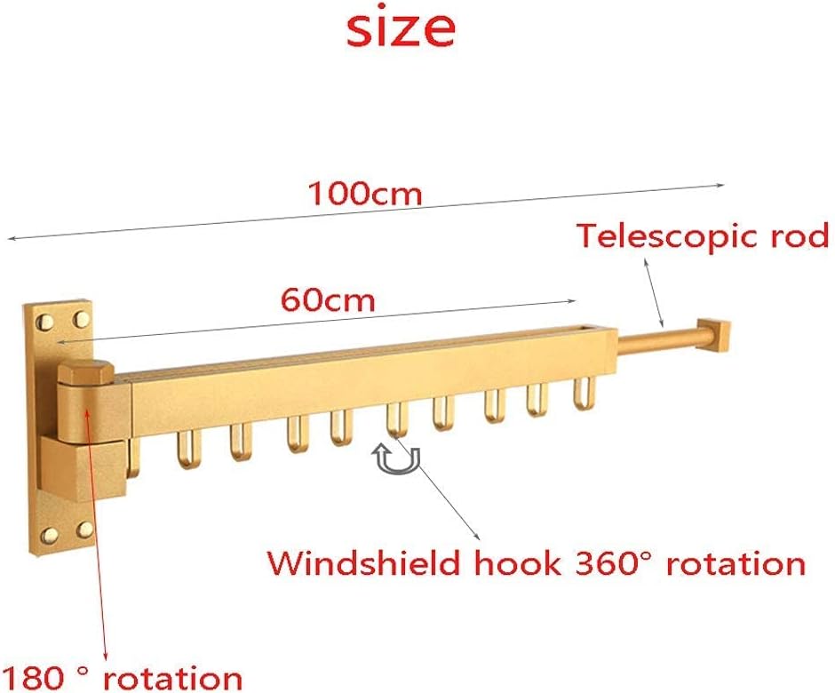 F Clothes Rail Rack S,Airer Extendable Drying Rack Clothes Fold Wall Mounted Airer Rotatable Bathroom Towel Poles Invisible Indoor Balcony Washing Line Hanger,Black-A