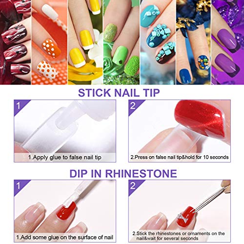 INFILILA Nail Tip Glue Professional Brush On Nail Glue For Acrylic Nail Fake Nail Fasle Nail Tips Glue Adhesive Press On Nail Glue Bulk Long Lasting 7ML/0.23OZ (2PCS)
