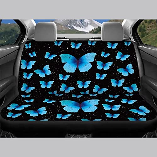 Image of Black Butterfly Print Automotive Seat Cover Full Set Custom Front Back Seat Cover Easy Install Soft Breathable Universal Car Seat Protector for Women Men Fitted Car Interior Accessories for Trucks