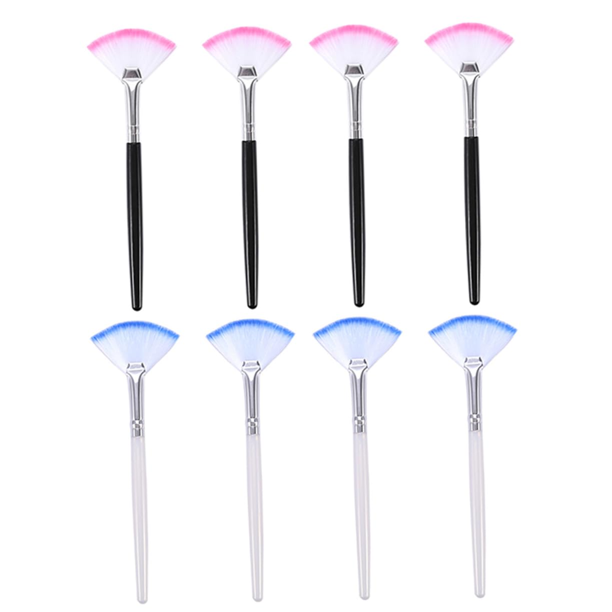 Gogogmee Soft Bristles Fan Mask Brush 8pcs Set White Black Long Handle Beauty Tools for Facial and Eye Masks