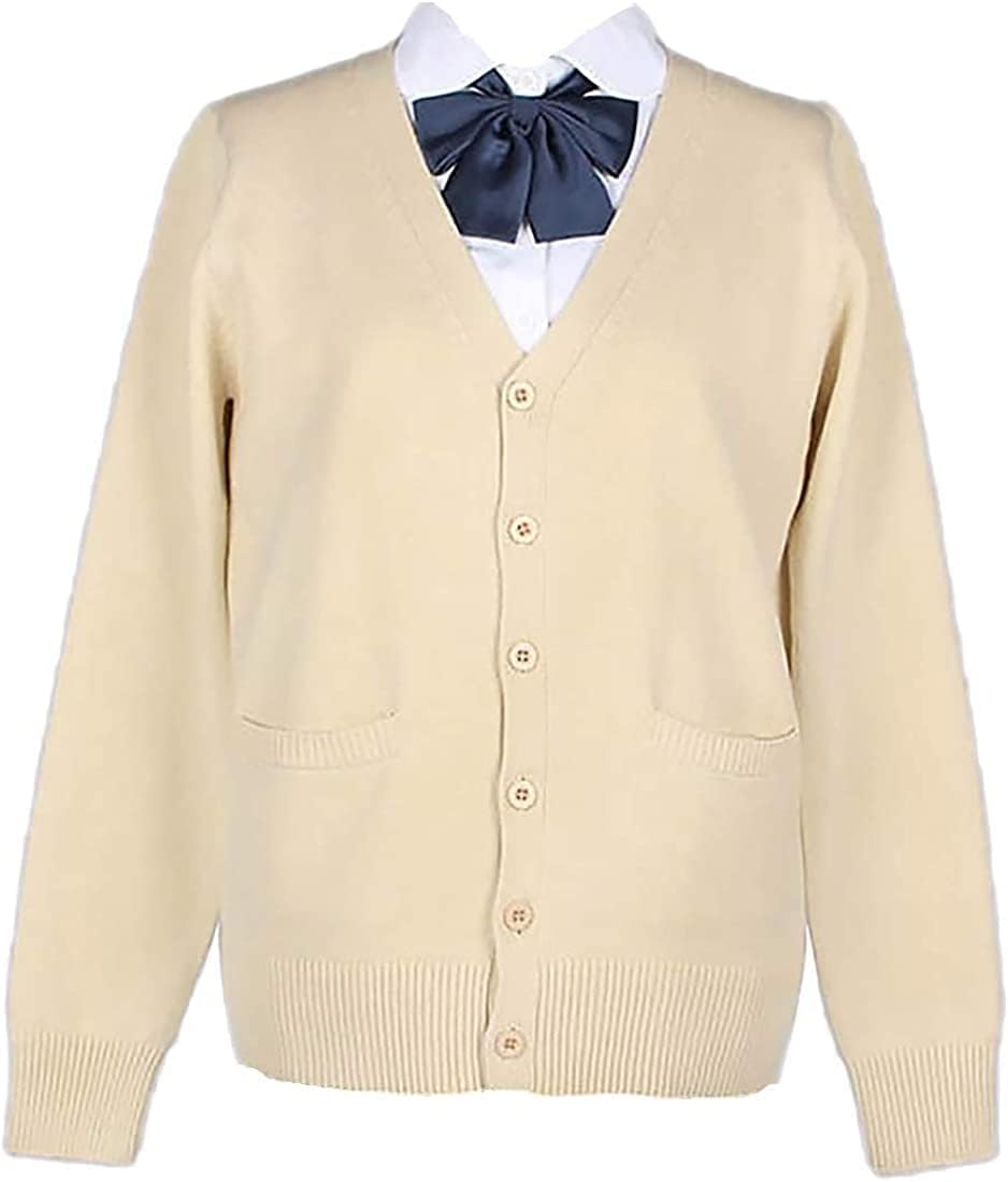 スクールカーディガン 制服 無地 ゆったり オールシーズン Vカーディガン オフィス ワンポイント レディース 学生 事務 新作モデル