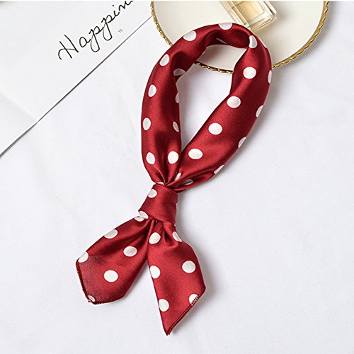 Women Silk Neckerchief Polka Dot Small Square Neck Scarf for Women PSSJ012