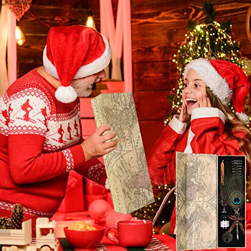 Cunmei Quill Pen, Feather Pen Ink Set, Calligraphy Pen Set With Feather Pen Dip Pen, 20Ml Ink, 8 Replaceable Nibs, Seal, Wax Seal, Pen Holder, Vintage Engraving Romantic Art Gift (Malachite Green) #TOP6