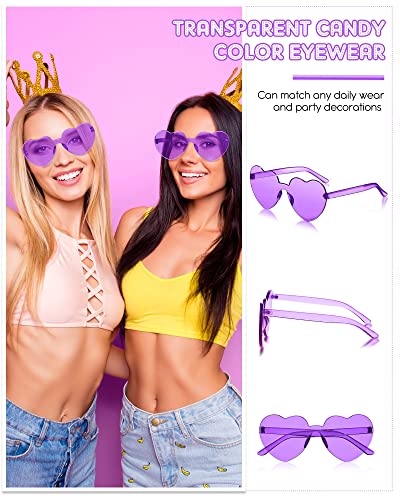 Colzzy 16 Pair Heart Shaped Sunglasses Bulk Witch Birthday Party Sunglasses Candy Color Eyewear for Party Women (Purple) 5
