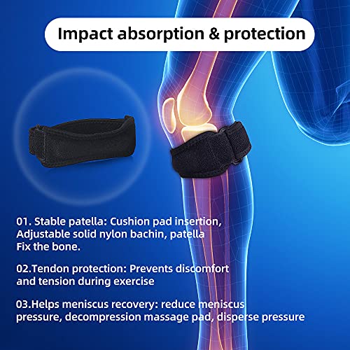 Sefexn Adjustable 2-Piece Patellar Knee Strap Support Pad To Relieve Knee Pain, Support Meniscus Tendon And Pain, Patella Knee Strap, Adjustable Patellar Tendon Support Strap #TOP2