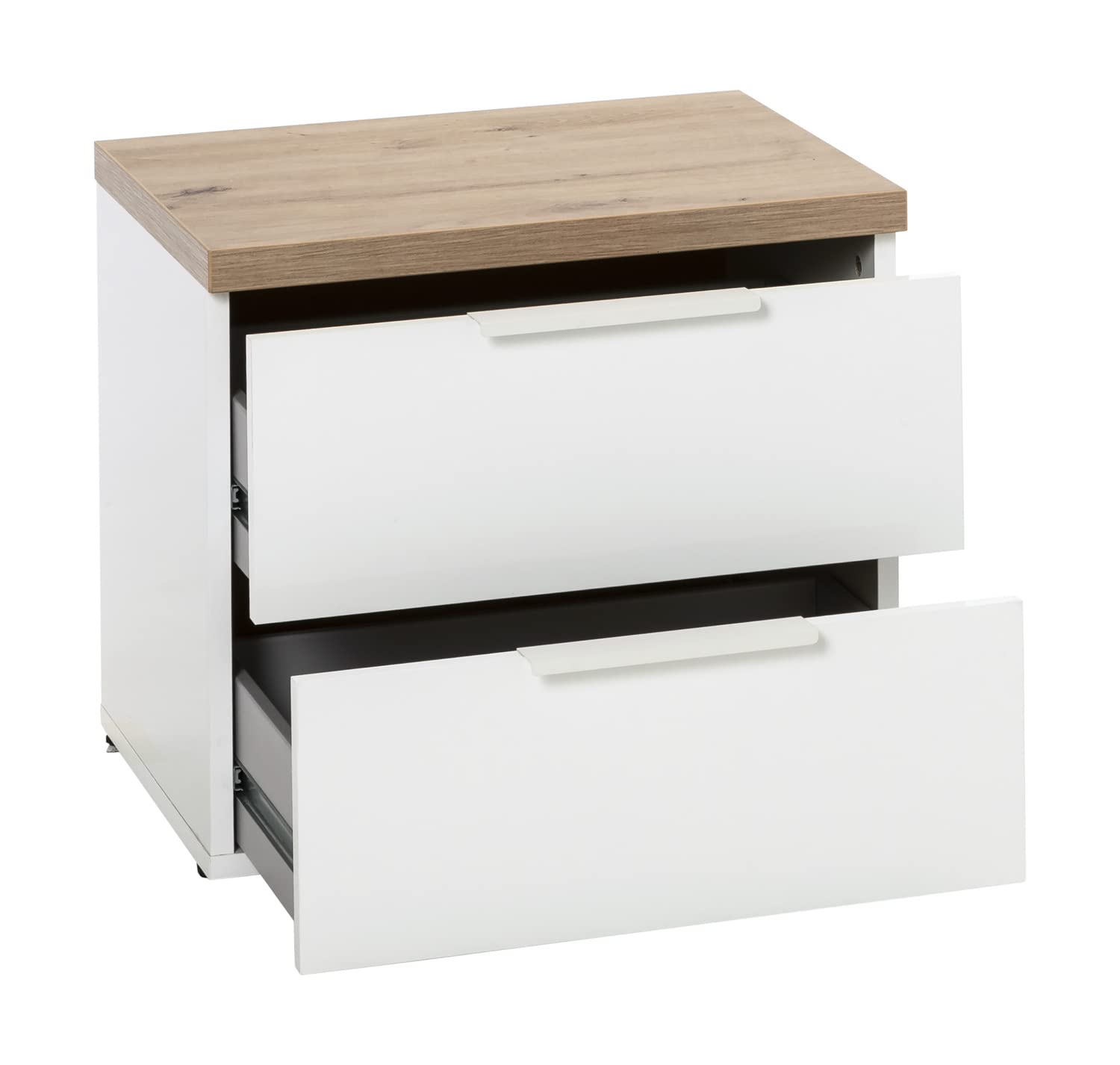 Composad | Camera da Letto Completa della Linea MUNDI, Set di 6 Mobili, Letto Matrimoniale, Armadio, Comodini, Cassettiera, Comò, Colore Rovere Mielato e Bianco Laccato, Made in Italy